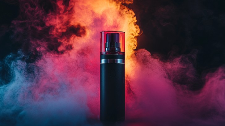  Zenx Vape Gerät mit bunten Dampfwolken auf dunklem Hintergrund – Premium Geschmacksgerät
